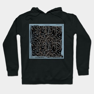 Abstraction with doodles in blue pastel frame Hoodie